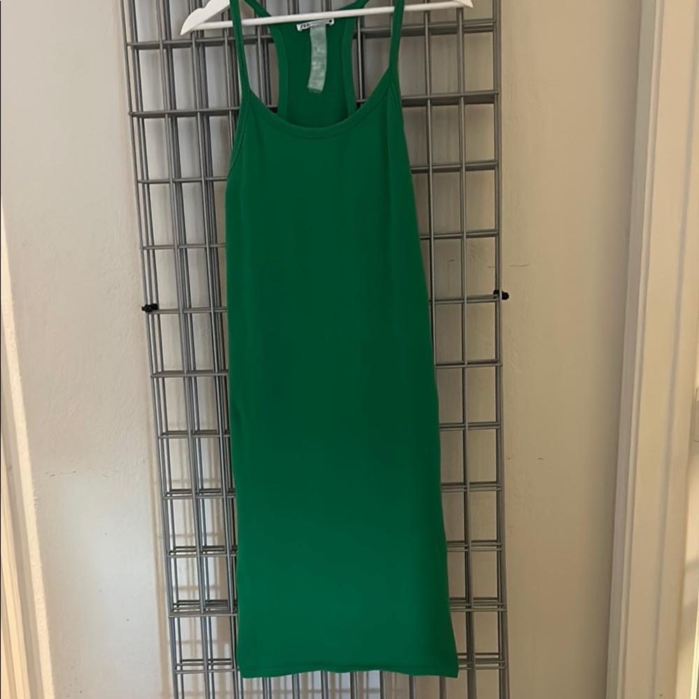 Zara Vibrant Green  bodycon Midi Dress